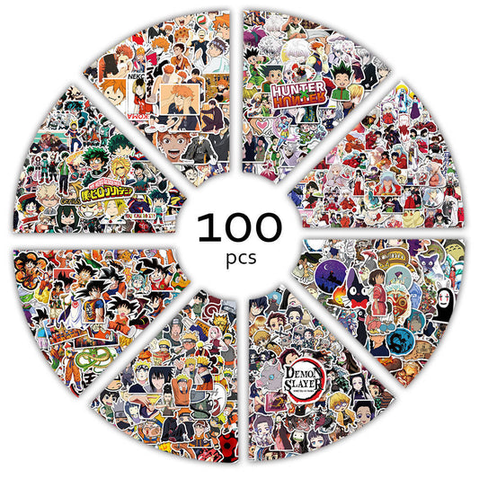 100pcs Anime Stickers Naruto One Piece Demon Slayer Hunter